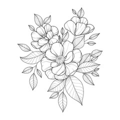 Hand drawing flower for greeting card, invitation, Henna drawing and tattoo template. Vector illustration