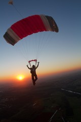skydiver silhouette at sunset in Brazil