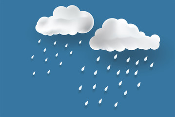 Cloud and rain on blue background, vector design