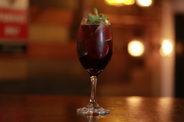 Drinks in a bar at night in Santiago de chile