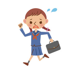 走るセーラー服姿の女子中学生・高校生