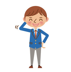 照れるブレザー姿の男子中学生・高校生