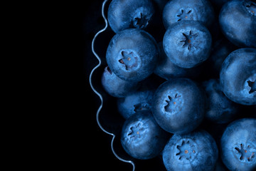 blueberries on a black background