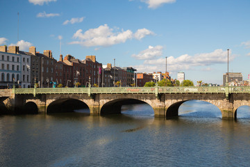 Fototapeta premium A view along the quays in Dublin City, Ireland