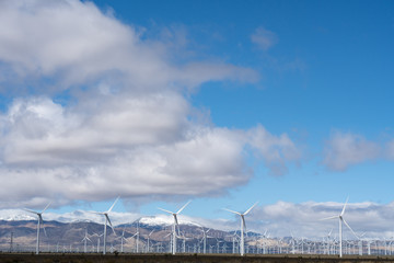 wind turbines  over the desert, power and energy