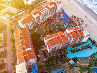 Drone View of vacations houses and apartments in a brazilian coast, Ceara. 