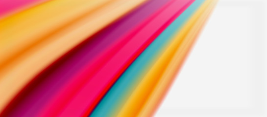 Wave lines abstract background, smooth silk design with rainbow style colors. Liquid fluid color waves. Vector Illustration