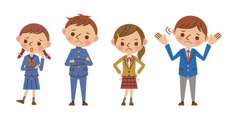 中学生（高校生）4人の困る・悩む・不安イメージ
