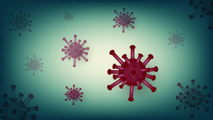 Microscopic view of Wuhan corona virus. Abstract background covid19.