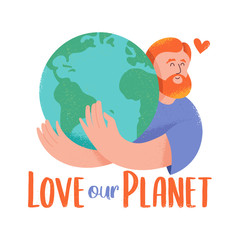 Man which hugging the planet