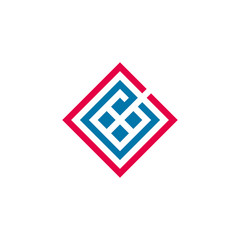letter ce square geometric line design logo vector