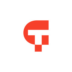 letter ct simple geometric design logo vector