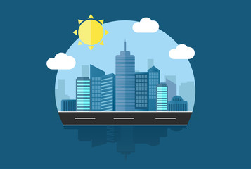 Urban Landscape City Background Flat Design Concept Icon Template Vector Illustration