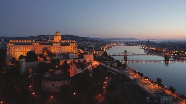 Budapest at night with Buda Castle Royal Palace