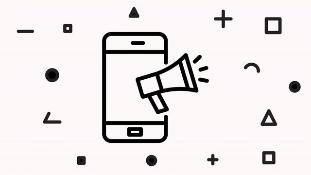 Megaphone and mobile phone line icon animation