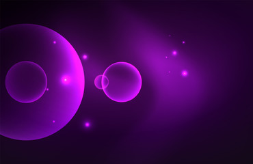 Neon shiny transparent glowing circles with light effects. Techno futuristic vector abstract background For Wallpaper, Banner, Background, Card, Book Illustration, landing page