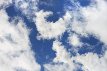 Blue sky with beautiful white clouds. Background.