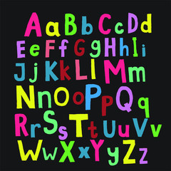 English alphabet with uppercase and lowercase. Handwritten creative font, lettering .Vector