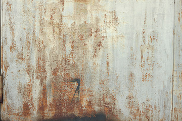 Metal sheet texture with corrosion and rust. Material, surface, background.