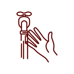 hand and water faucet icon, line style