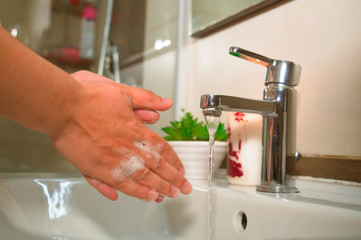 Corona Virus pandemic protection by washing hands frequently.