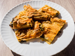 Turkish traditional borek with spinach and cheese
