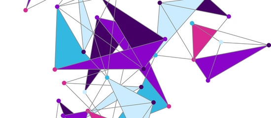 Line points connections, triangular technology design. Abstract geometric background