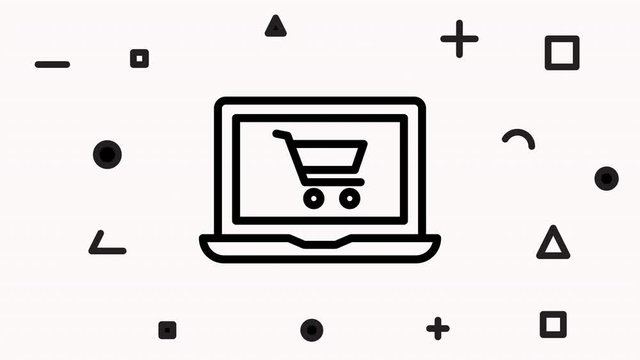 Online Shopping. Laptop with shopping cart