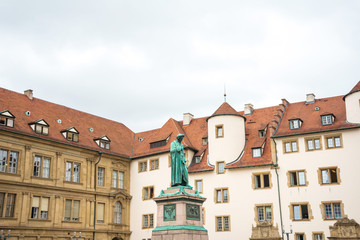 Fototapeta na wymiar STUTTGART, GERMANY - June 25, 2018: Statue Attractions in Stuttgart, Germany