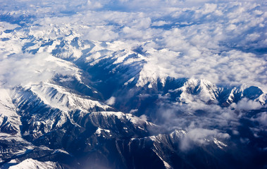 Fototapeta premium aerial view of mountains in Tibet