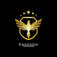 Golden Eagle with Shield logo design