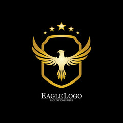 Golden Eagle with Shield logo design