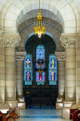 Stained glass window in Catedral de la Almudena, Madrid