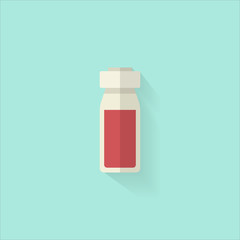 Vaccine bottle flat icon with shadow.