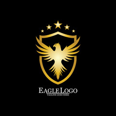 Golden Eagle with Shield logo design