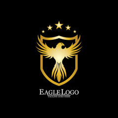 Golden Eagle with Shield logo design