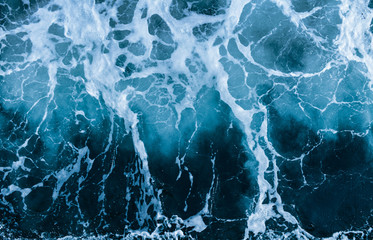 Fototapeta premium Crashing Waves of sea and Aerial view to ocean wave. Blue water background.