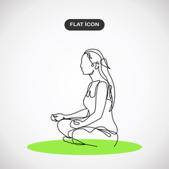 woman meditating - continuous line drawing