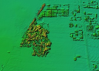 DEM - digital elevation model. Product made after proccesing pictures taken from a drone. Shows the urban area of the scattered village
