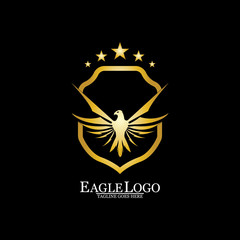 Golden Eagle with Shield logo design