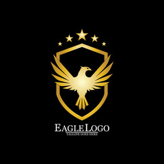 Golden Eagle with Shield logo design