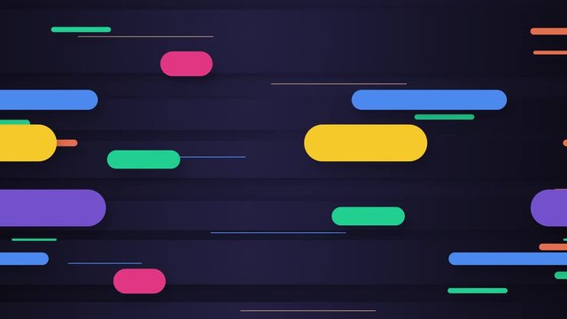 Animated colourful lines moving along the blue background, loop