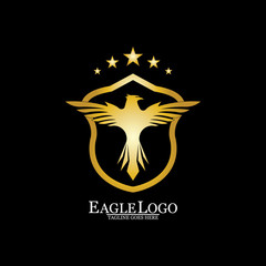 Golden Eagle with Shield logo design