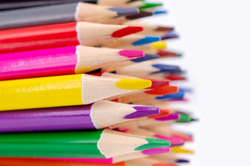 Background wooden colored pencils.