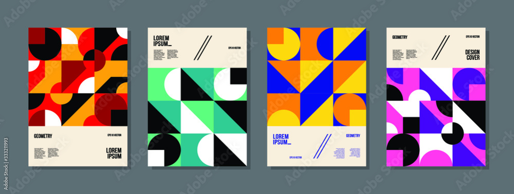 Wall mural minimal geometric posters set. trendy design patterns. eps10 vector.