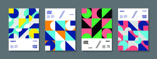 Minimal geometric posters set. Trendy design patterns. Eps10 vector.