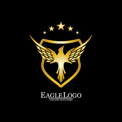 Golden Eagle with Shield logo design