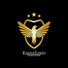 Golden Eagle with Shield logo design