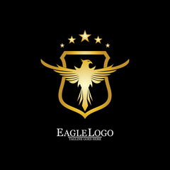 Golden Eagle with Shield logo design