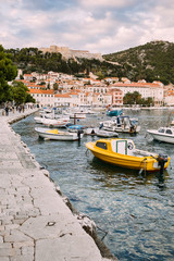 Fototapeta na wymiar Boats in the harbour at Hvar Croatia